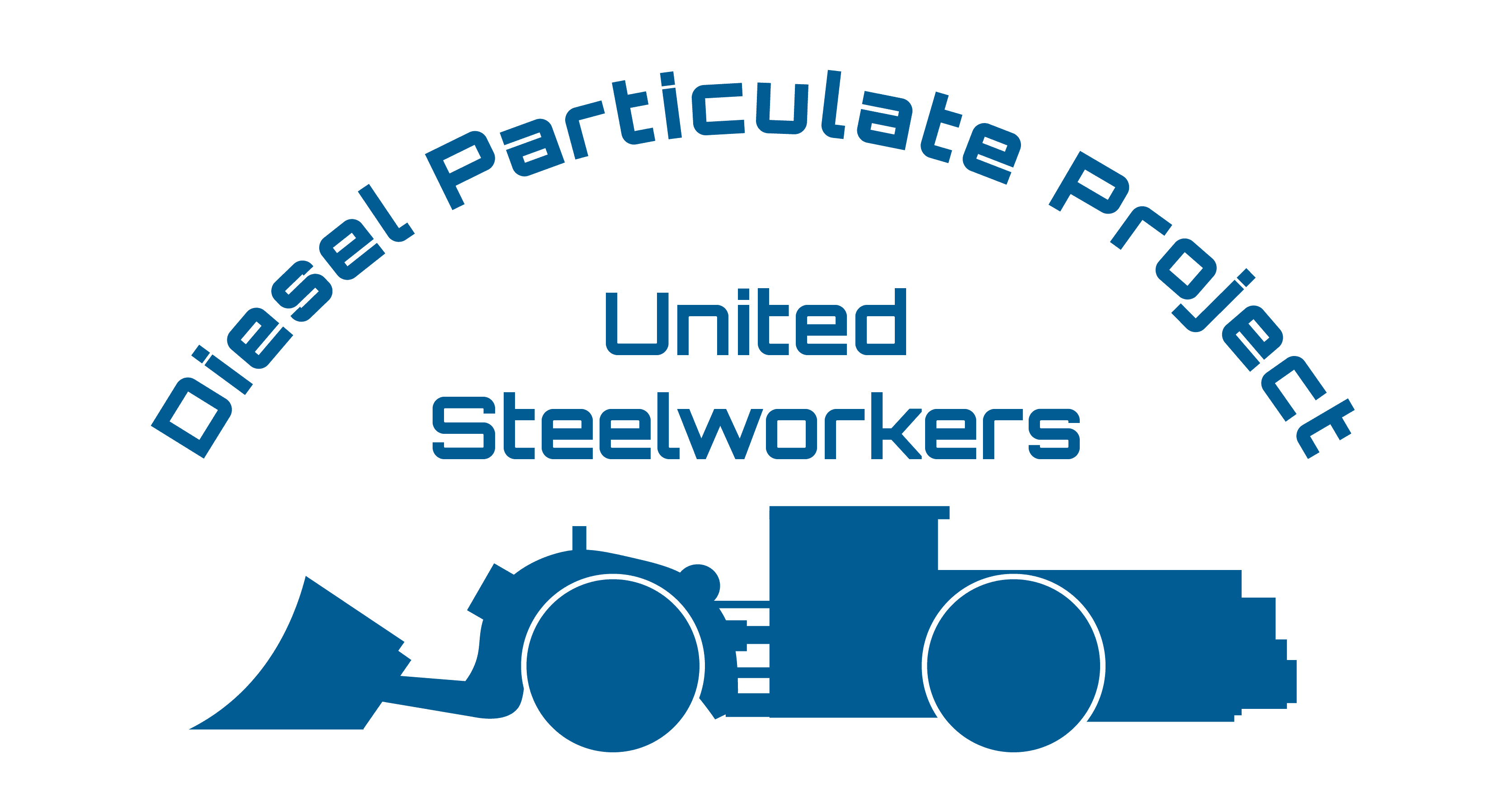 Icon of a scoop tram and text that reads "Diesel Particulate Project. United Steelworkers"